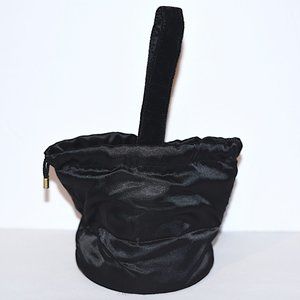 Unused Lancome Vintage Satin Round Drawstring Cosmetic Bag with Loop Handle